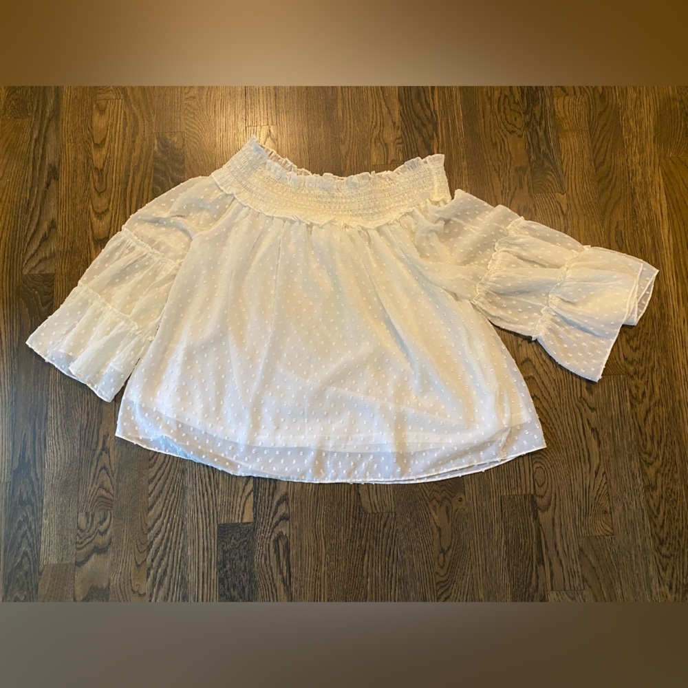 Off shoulder, white blouse, size medium nwot